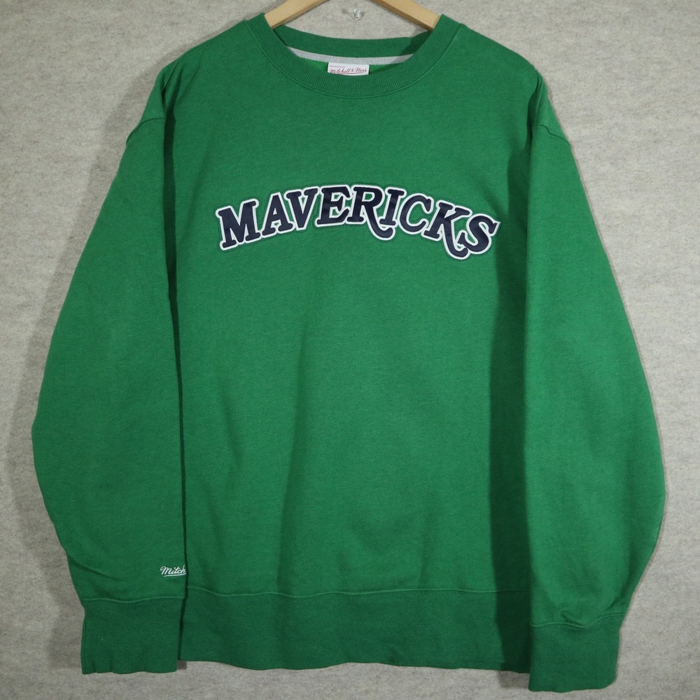 Mitchell & Ness Dallas Mavericks Sweatshirt Mens XL Green Crewneck NBA Retro XL